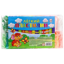 масса для лепки. лёгкий пластилин  24 цвета+3 стека