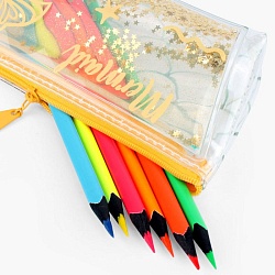 пенал мягкий тубус "darvish" ассорти прозрачный, с плавающими блестками