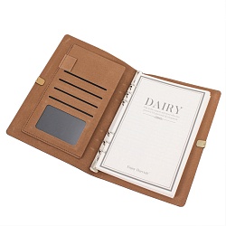 ежедневник а5 недатиров.  96л обложка кож.зам. на кольцах с резинкой коричневая