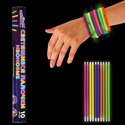 светящиеся (неоновые) палочки 10 штук в тубе, ассорти