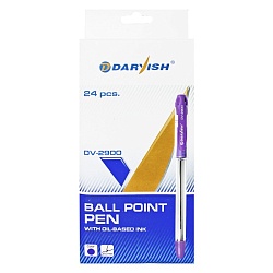 ручка  шар. фиолетовая на масляной основе "darvish" корпус прозрачный с резином держателем