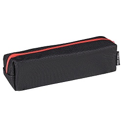 пенал-тубус на молнии чёрный с коралловым