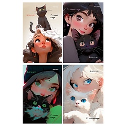 Блокнот А6  24л "Девушки и коты-2" ассорти,  на скрепке