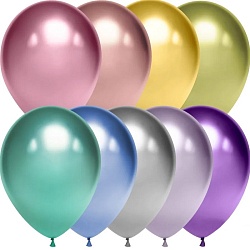 шар воздушный 12" хром  ассорти (9 цветов) 50шт/уп