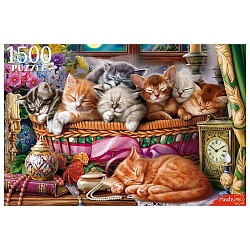 пазлы 1500 элементов ночные котята в корзине