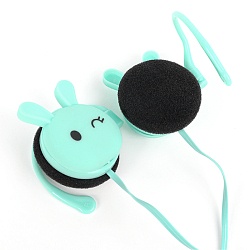 наушники "зайки" накладные проводные с микрофоном мятные