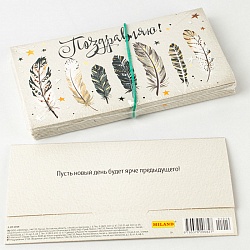 открытка-конверт  "поздравляю! перья"