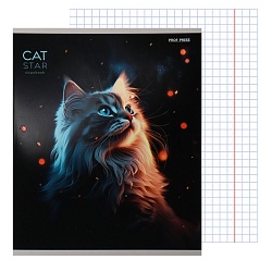 тетрадь  48л кл. "котики и огоньки" обложка глиттер