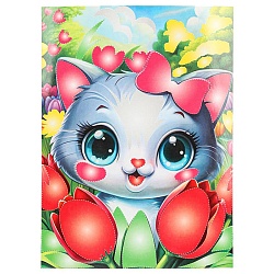 гелевая мозаика 17*23см котик в тюльпанах
