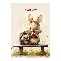 Блокнот А6  40л "Зайка и ёжик" на гребне