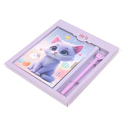 Блокнот 13,5*18 см 50л с замком "Милый котенок" с ручкой