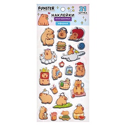 наклейки зефирные "капибары", 18х9,5 см, ассорти 6 видов