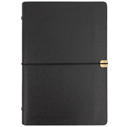 ежедневник а5 недатиров.  96л обложка кож.зам.  на кольцах с резинкой чёрная