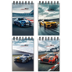 Блокнот А7  40л "Красивые автомобили-10" на гребне в клетку