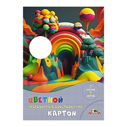 картон цветной двухсторонний мелованный  а4  7л. 7цв. "яркая картинка"