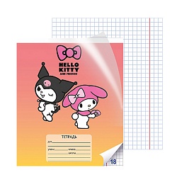 тетрадь  18л клетка цв. пластиковая обл "hk and friends"