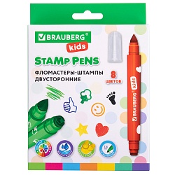 фломастеры-штампы 08цв "brauberg" двусторонние кар. коробка