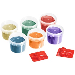 песок для лепки мульти-пульти "приключения енота", 6 цветов, 840г, 2 формочки