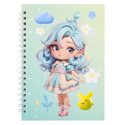 Блокнот 13*18см 48л на спирали в клетку "Девочка"