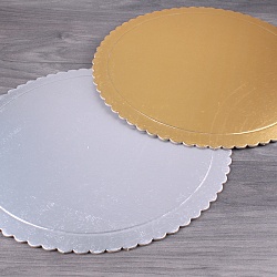 поднос для торта одноразовый картонный 30см в наборе 3 шт. (цвет серебро, золото)