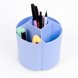 органайзер настольный пластиковый  вращающийся 5 отделений голубой