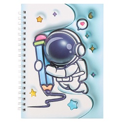 Блокнот 13*18см 48л на спирали в клетку "Космонавт"