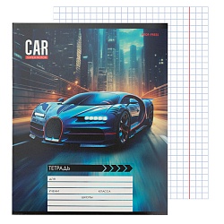 тетрадь  12л клетка цв. обл "автотранспорт в ночном городе"