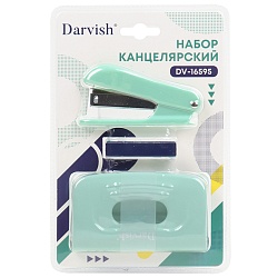 набор канцелярский (степлер №10, дырокол, скобы) ассорти
