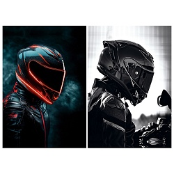 Блокнот А7  48л "Мотоциклист в шлеме" на склейке