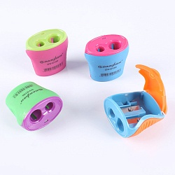 точилка пласт. 2 отдел. в пластиковой банке, ассорти