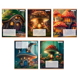 тетрадь  24л клетка  цв. обл "сказочные домики" (универсальная плашка)