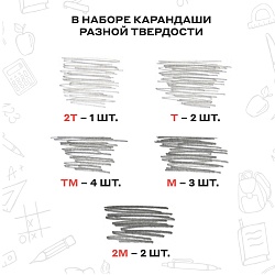 карандаши ч/г 12шт/уп "конструктор" 2т-т-тм-м-2м корпус  шестигранный (набор)