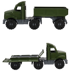 машинка тягач "бизон" бортовой с прицепом военный