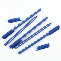ручка шар. синяя "darvish" на масляной основе трехгранный синий корпус