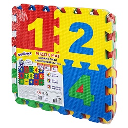 коврик-пазл напольный 75х45 см, мягкий, "учим цифры", 15 частей 15х15 см, юнландия