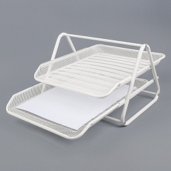 лоток горизонтальный металлический 2 секции белый