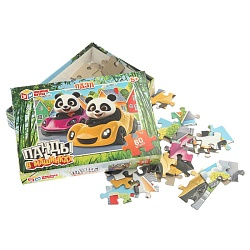 пазл   80 деталей  панды в машинках