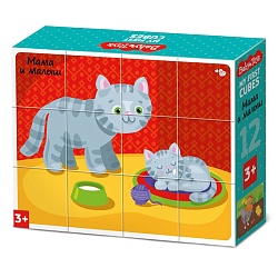 кубики пластиковые "мама и малыш" 12шт