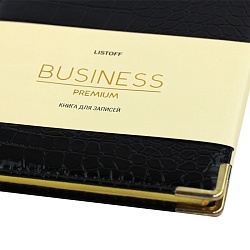 книга для записей  а5 80л grand croco (чёрный) обложка искусств. кожа , золотой срез мет.уг