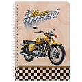 Блокнот 15,5*20,5см 60л на спирали в клетку "Жёлтый мотоцикл"