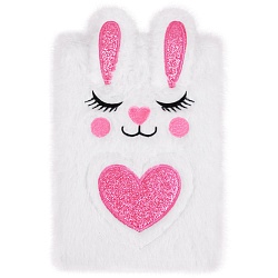 Блокнот A5  80л меховой "Зайка" белый