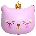 Шар фольгированный 29" (74см) Фигура Розовая кошка в короне