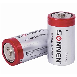 батарейки sonnen d(r20) комплект 2шт солевые в блистере 1,5в