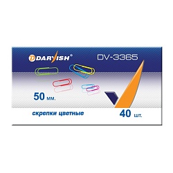 скрепки 50мм "darvish" цветные 40шт/уп