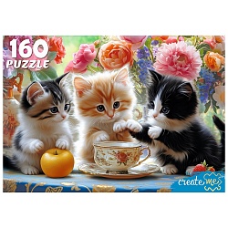 пазлы  160 элементов три котёнка на столе
