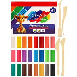 пластилин 24цв классический 360гр+стеки