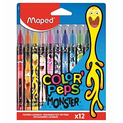 фломастеры 12цв "maped" "color peps monster" смываемые, вентилируемый колпачок  