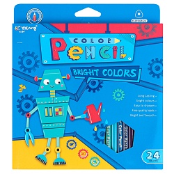 карандаши 24цв трехгранный корпус "роботы"