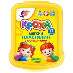 пластилин 12цв. мягкий "кроха" 180г  в контейнере со стеком+ формочки  луч