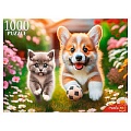 Пазлы 1000 элементов Корги и британский котёнок